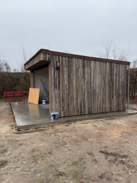 Houten schuur constructie